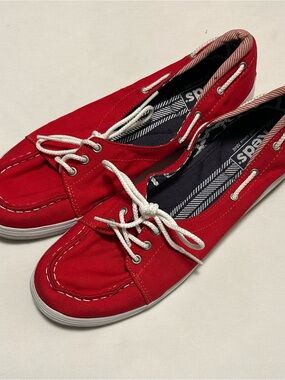 Keds Red Canvas Moccasin-Style Lace-Up Sneakers